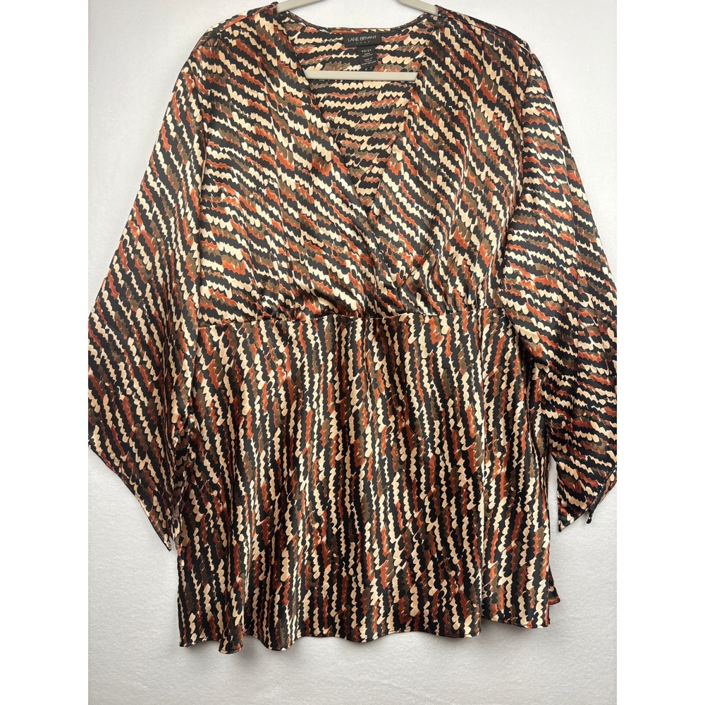 Lane Bryant Womens 22 24 Plus Size Faux Wrap Kimono Sleeve Blouse